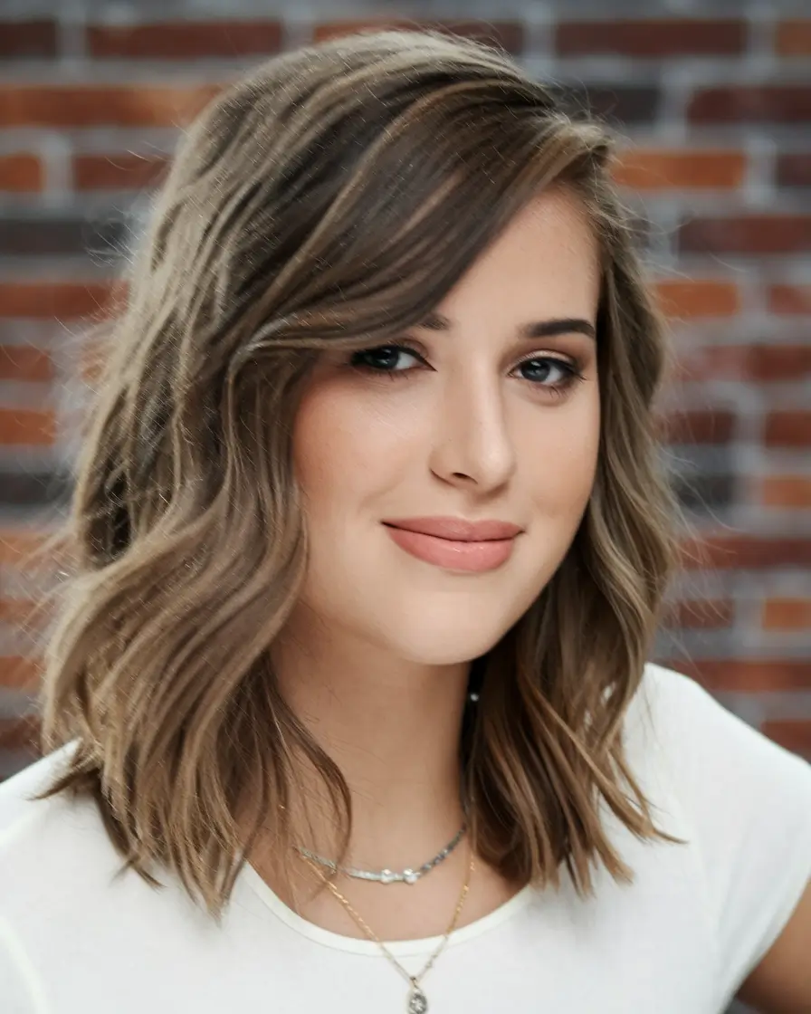 haircuts october 2025 Soft Wavy Lob with Side Part