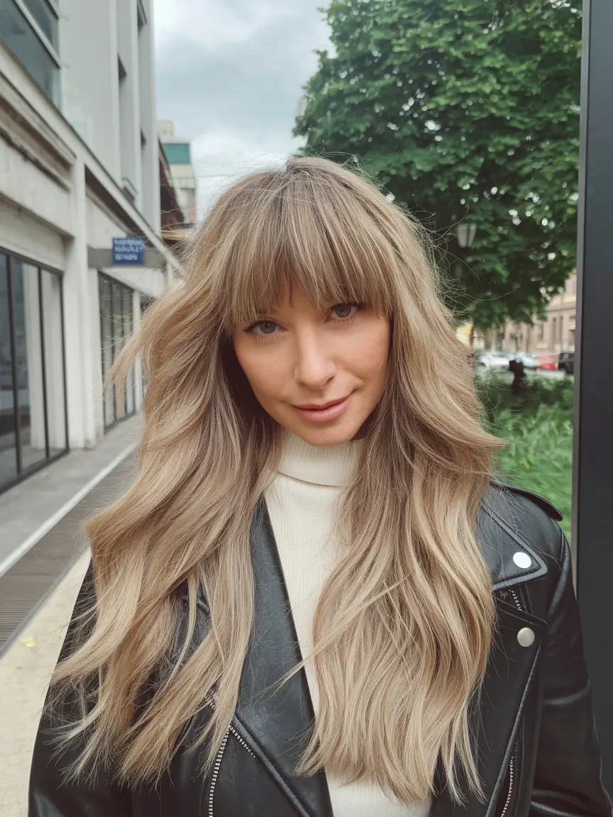 haircuts october 2025 Soft Layers with Curtain Bangs