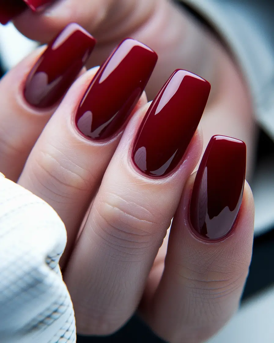 long fall nails trends Burgundy Coffin Perfection