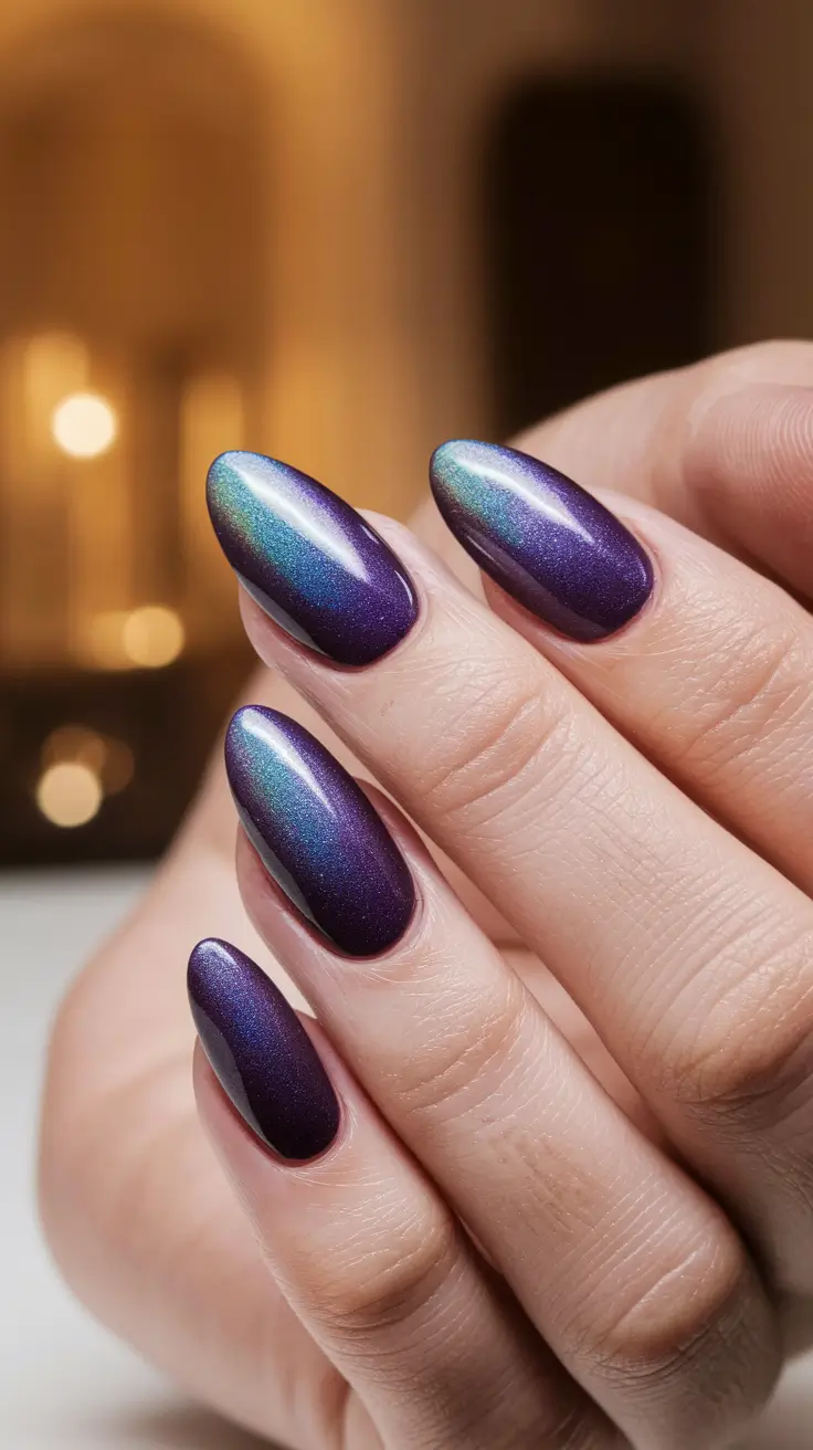 long fall nails trends Galaxy Purple Gradient