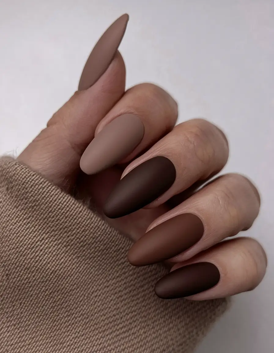 long fall nails trends Matte Coffee Tones
