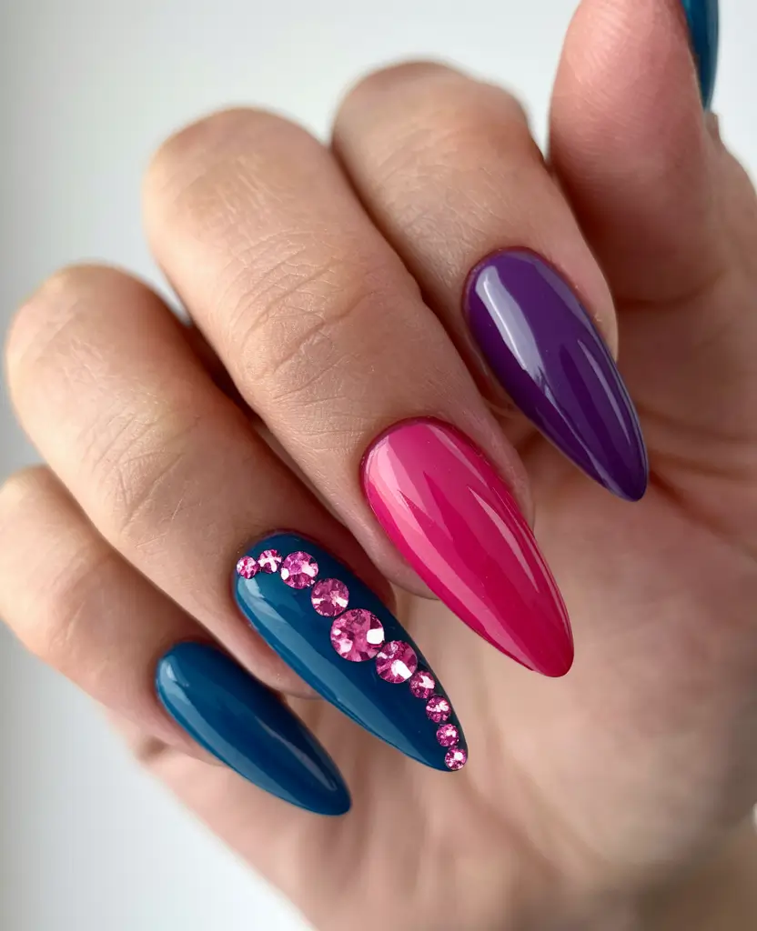 long fall nails trends Playful Rhinestone Glam