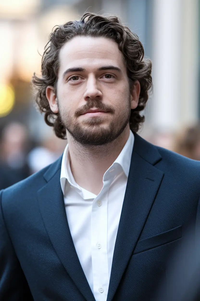 winter men's haircuts Medium Curls with Refined Layers