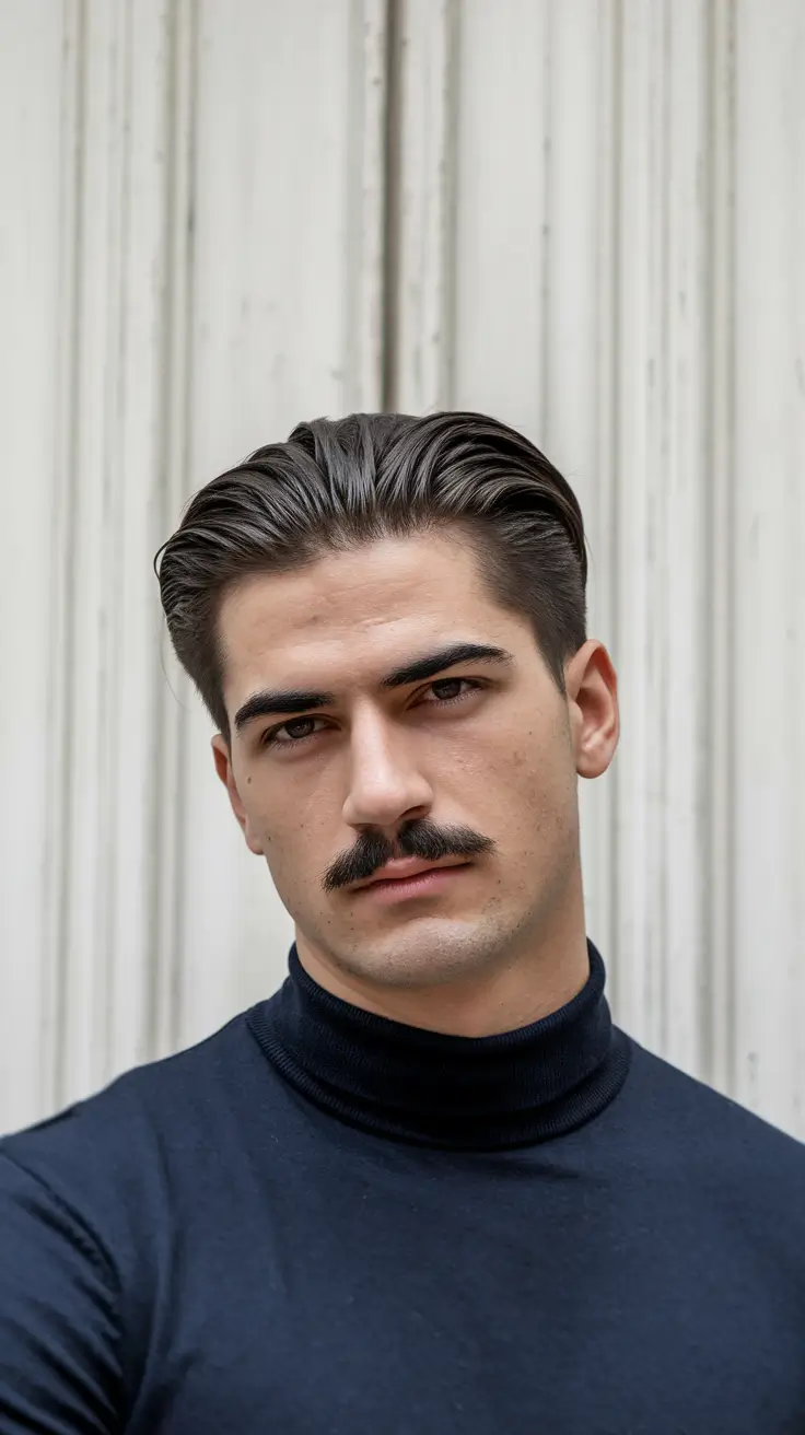 winter men's haircuts Slick Back with Vintage Flair