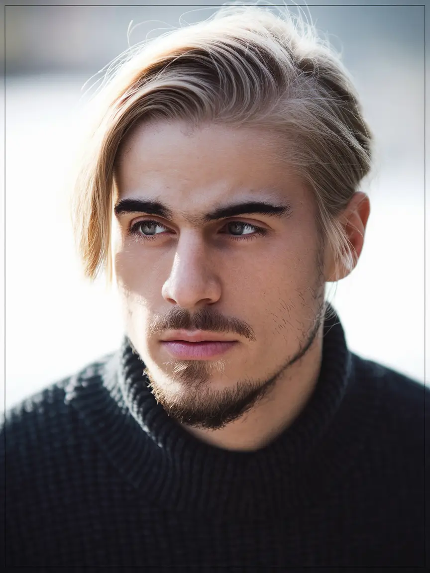 winter men's haircuts Side-Swept Blonde with Modern Contrast