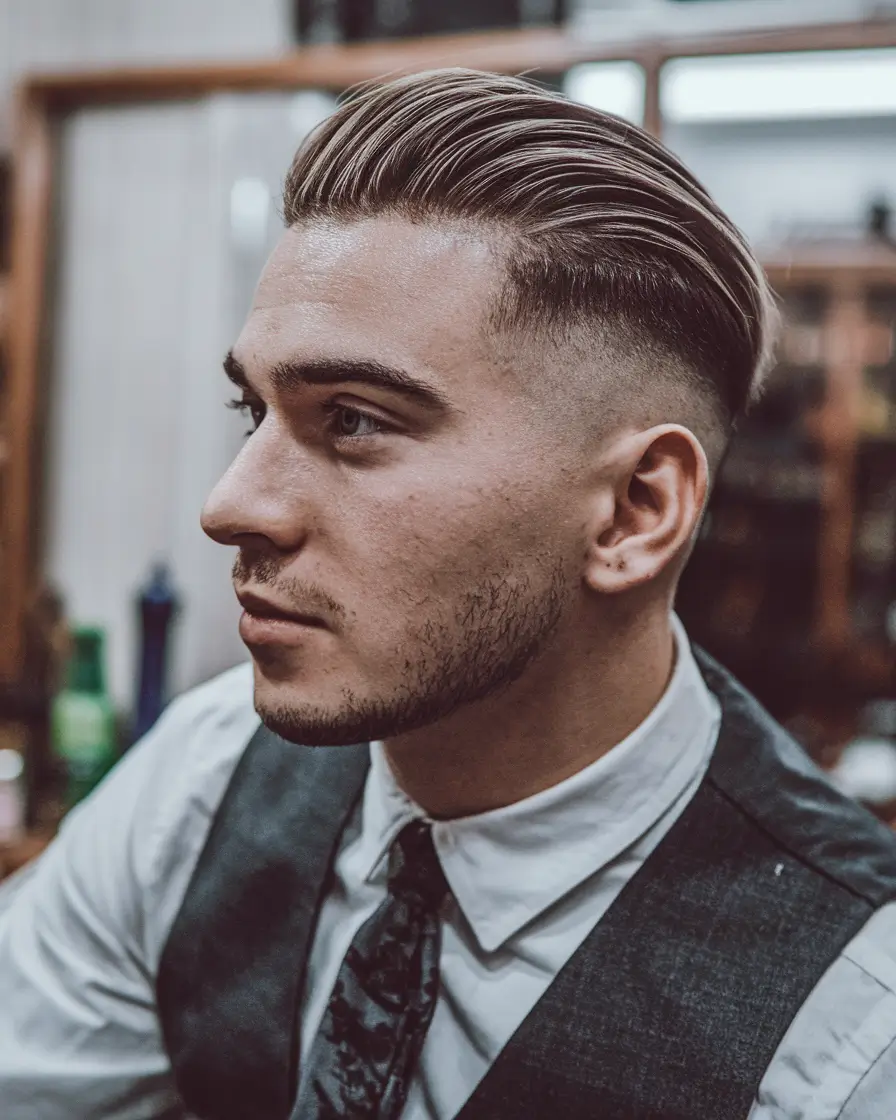 winter men's haircuts Classic Slick Back with Modern Fade