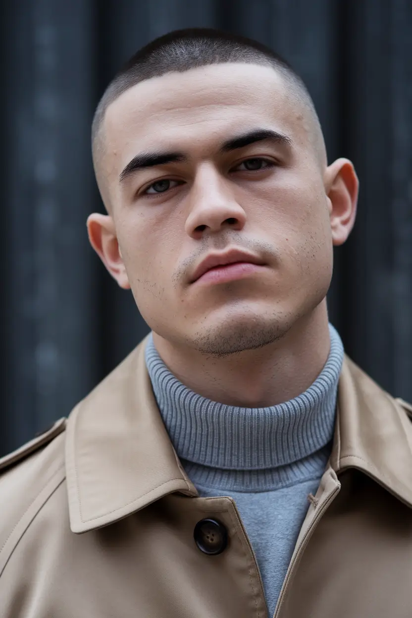 winter men's haircuts Minimalist Buzz Cut