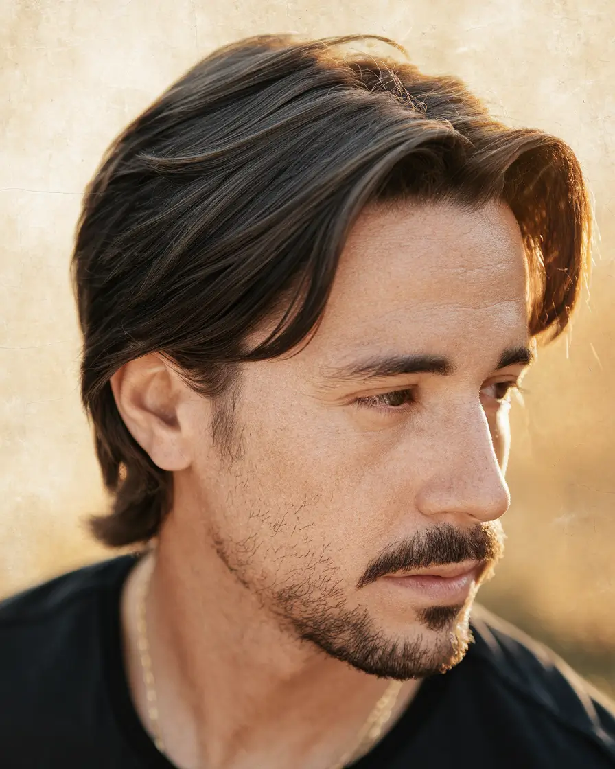 winter men's haircuts Classic Mid-Length with Center Flow