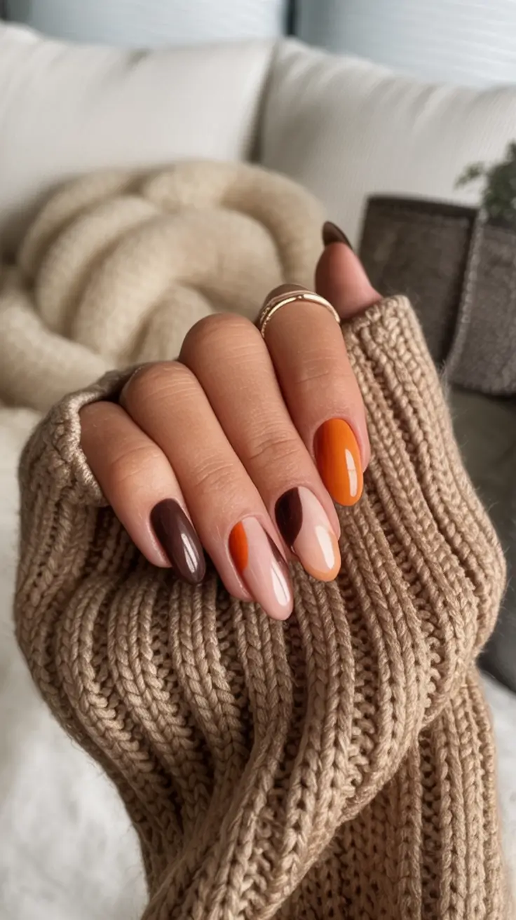november nail colors 2025 Cozy Abstract Swirls
