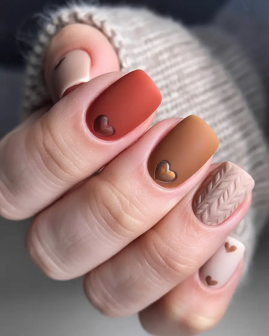 november nail colors 2025 Cozy Matte With Knit Details