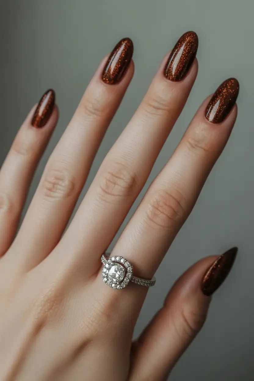 november nail colors 2025 Bronzed Sparkle Elegance