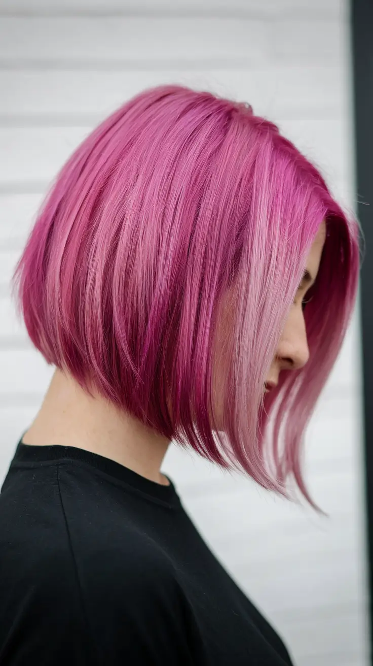 October Fall Hair Color Trends Vibrant Magenta Bob