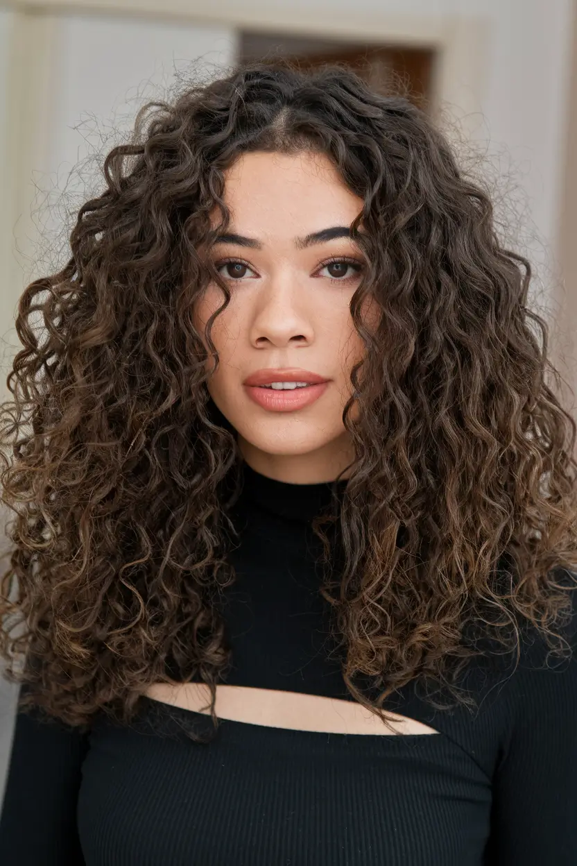 October Fall Hair Color Trends Natural Curls with Espresso Dimension