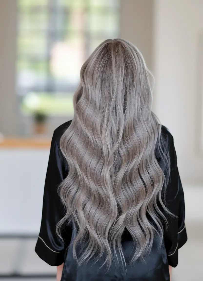 October Fall Hair Color Trends Smoky Silver Waves