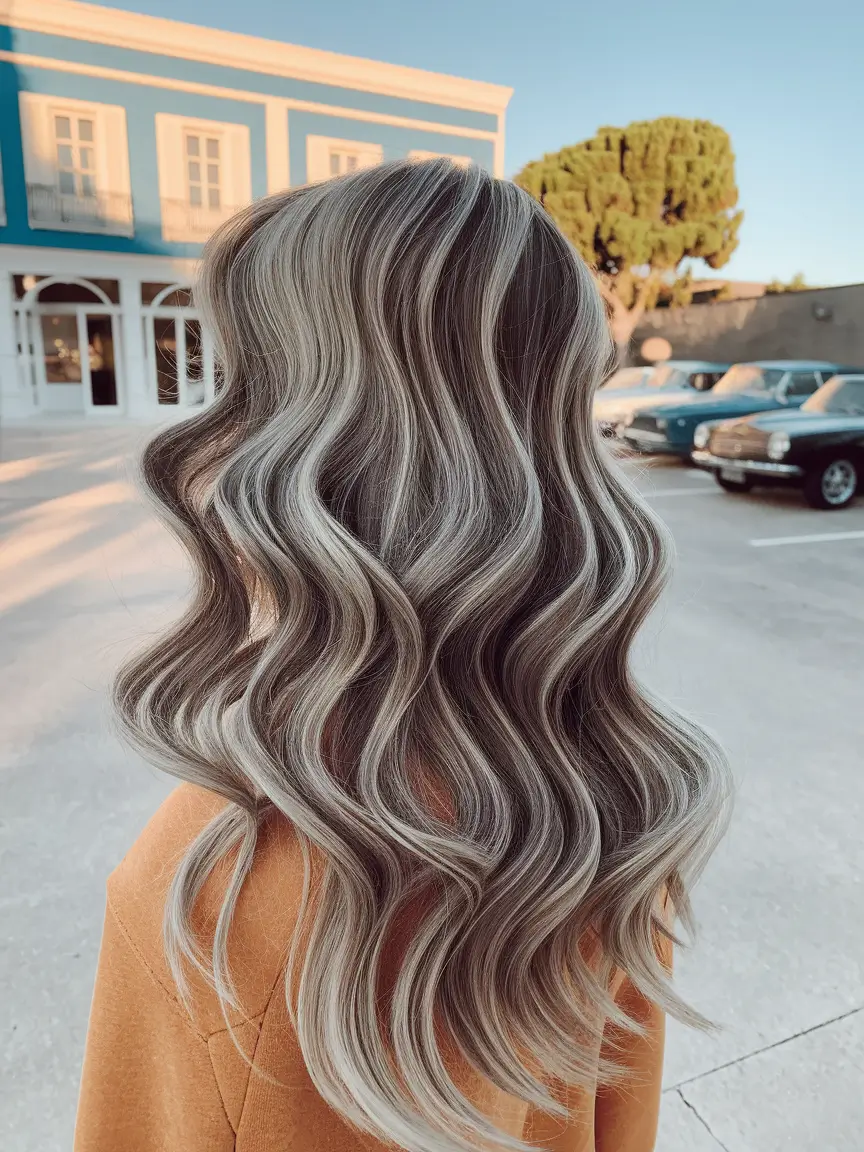 October Fall Hair Color Trends Silver Ash Balayage Waves