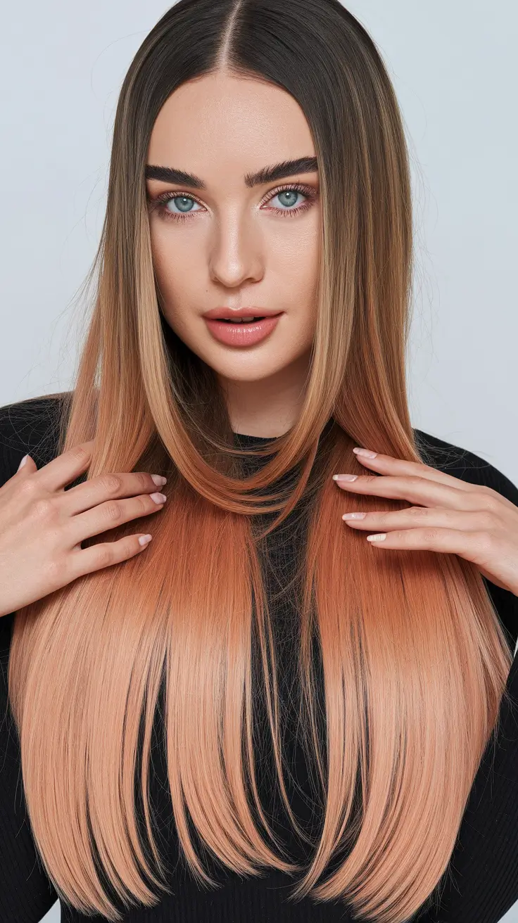 October Fall Hair Color Trends Peachy Ombre Glow
