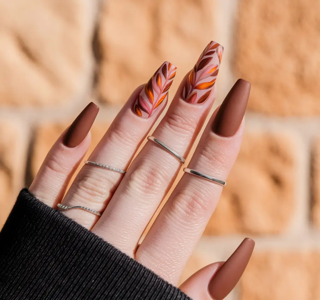 october nail colors 2025 textured autumn marbling