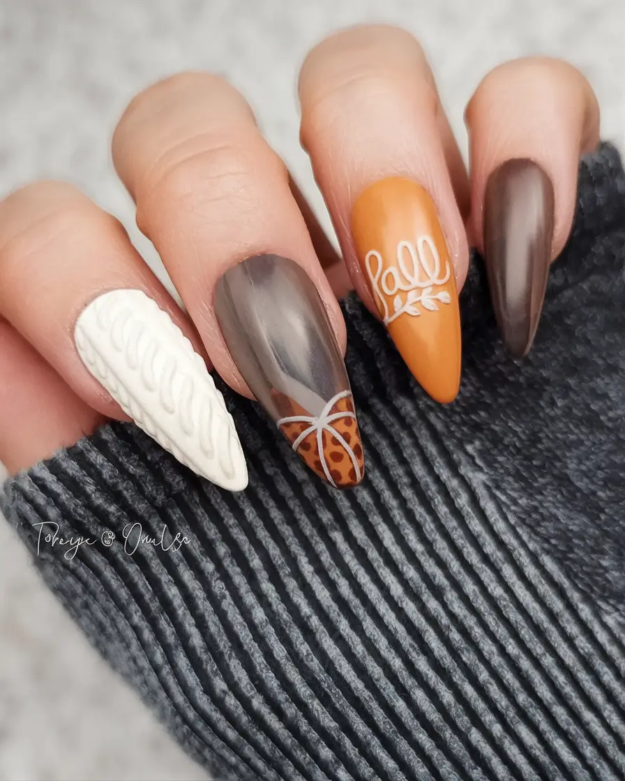 october nail colors 2025 knit textures and cozy hues