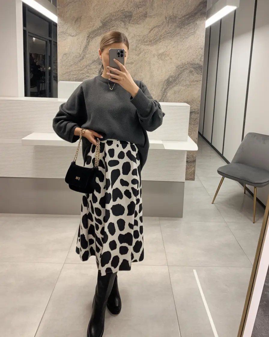 winter office outfits women 2025 Monochrome With a Bold Twist