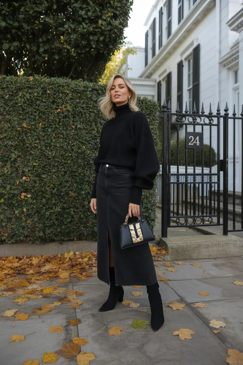 winter office outfits women 2025 Modern Noir Chic