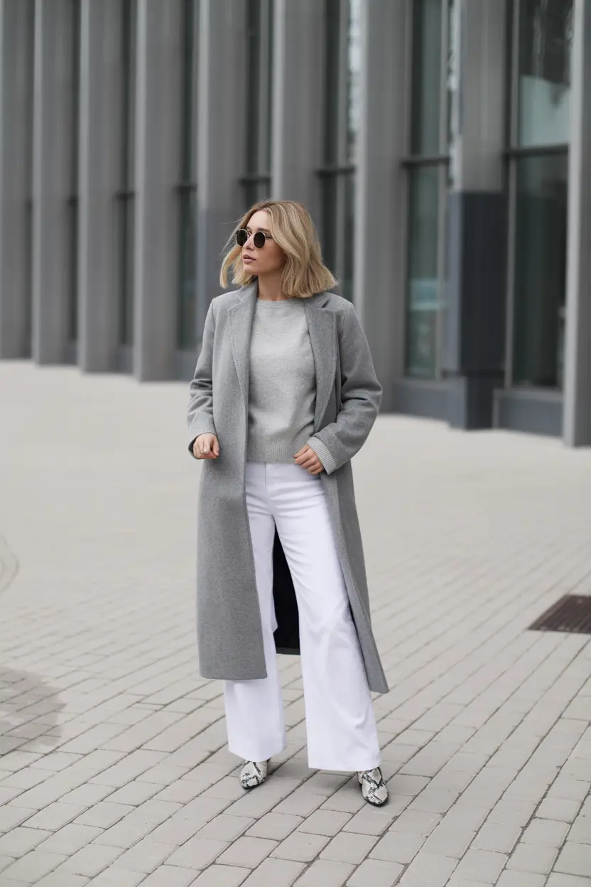 winter office outfits women 2025 Gray-Scale Balance