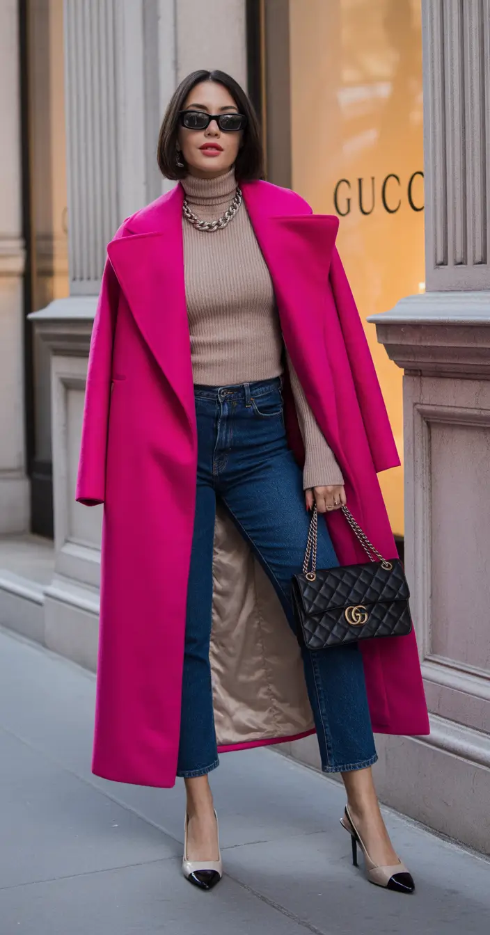 winter office outfits women 2025 Fuchsia Boldness