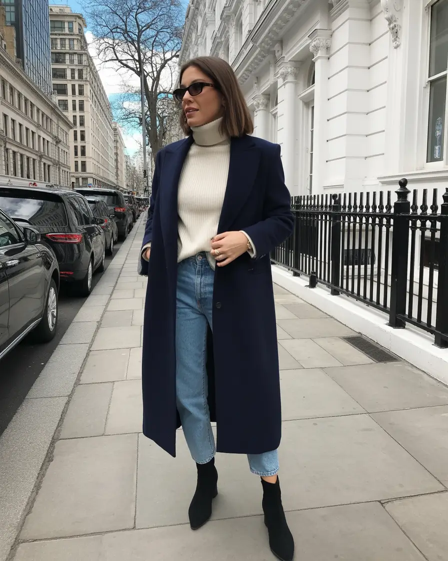 winter office outfits women 2025 Navy Elegance