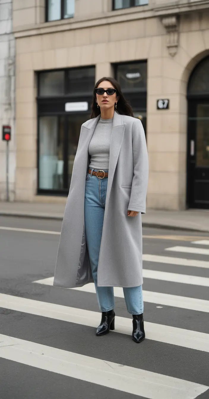 winter office outfits women 2025 Polished Gray and Denim Ease