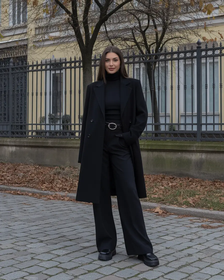 winter office outfits women 2025 All Black Authority
