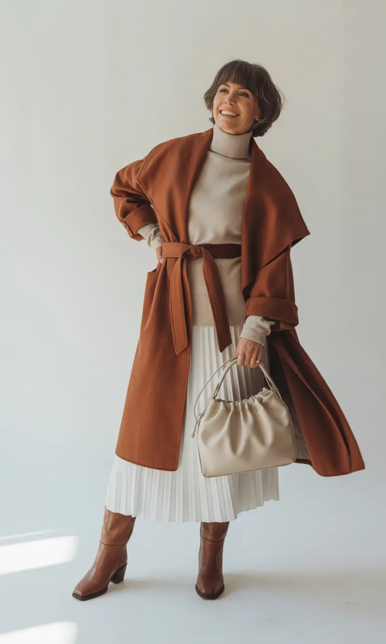 Outfits for Women Over 40 Winter 2025 2026 Rust Cream Harmony