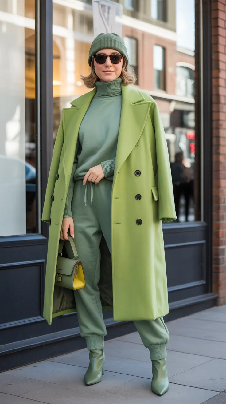 Outfits for Women Over 40 Winter 2025 2026 Monochrome Green