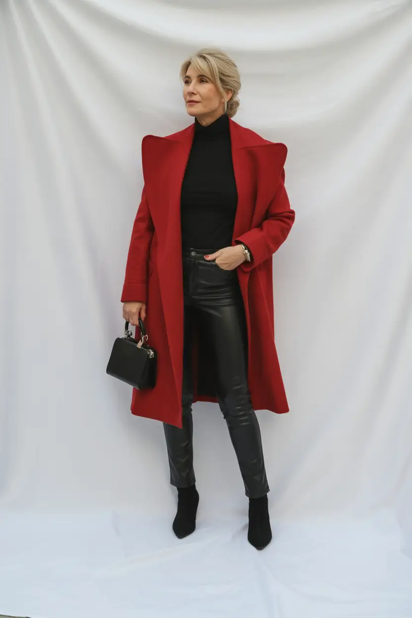 Outfits for Women Over 40 Winter 2025 2026 Red Coat