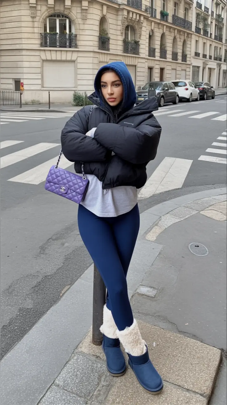 winter outfits Sporty Blue with Parisian Edge