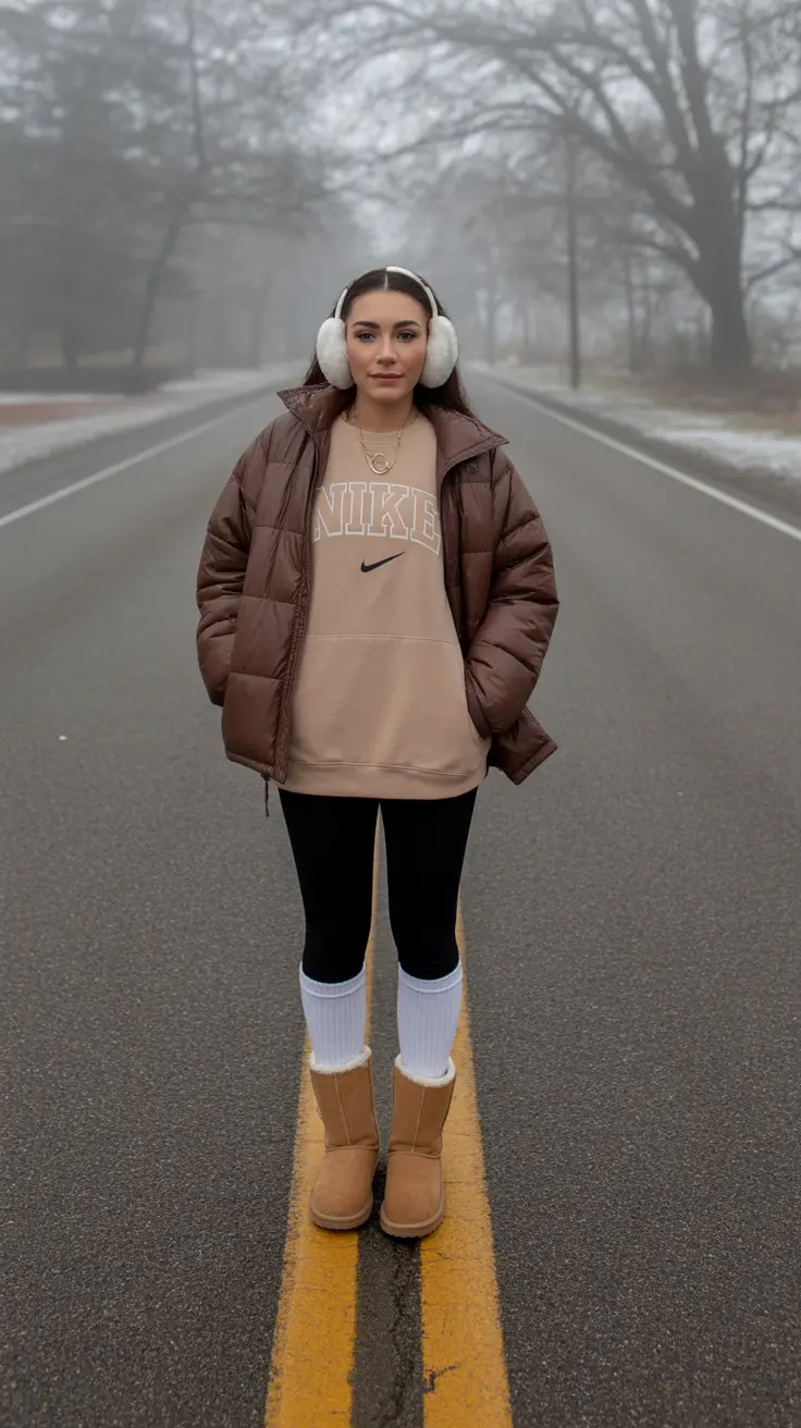 winter outfits Neutral Athleisure in the Mist