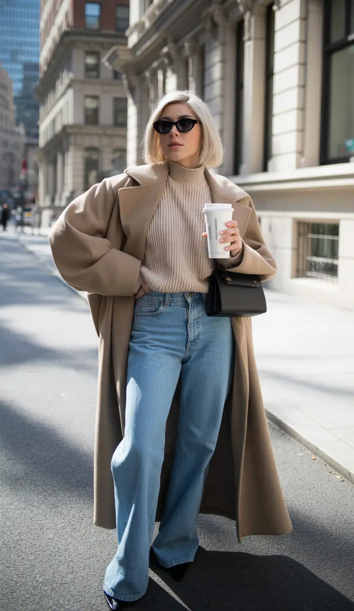 winter outfits Timeless Neutrals with Denim