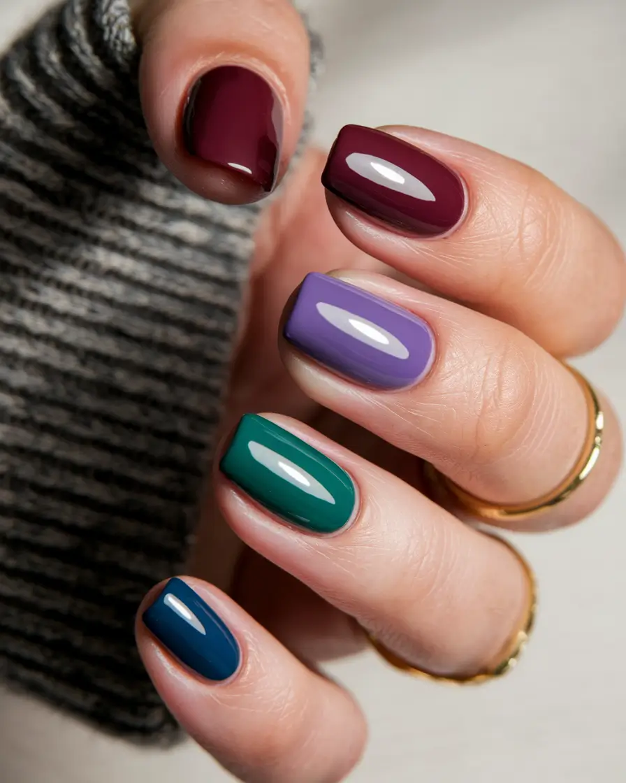 short fall nails trends 2025 Mix-and-Match Jewel Box