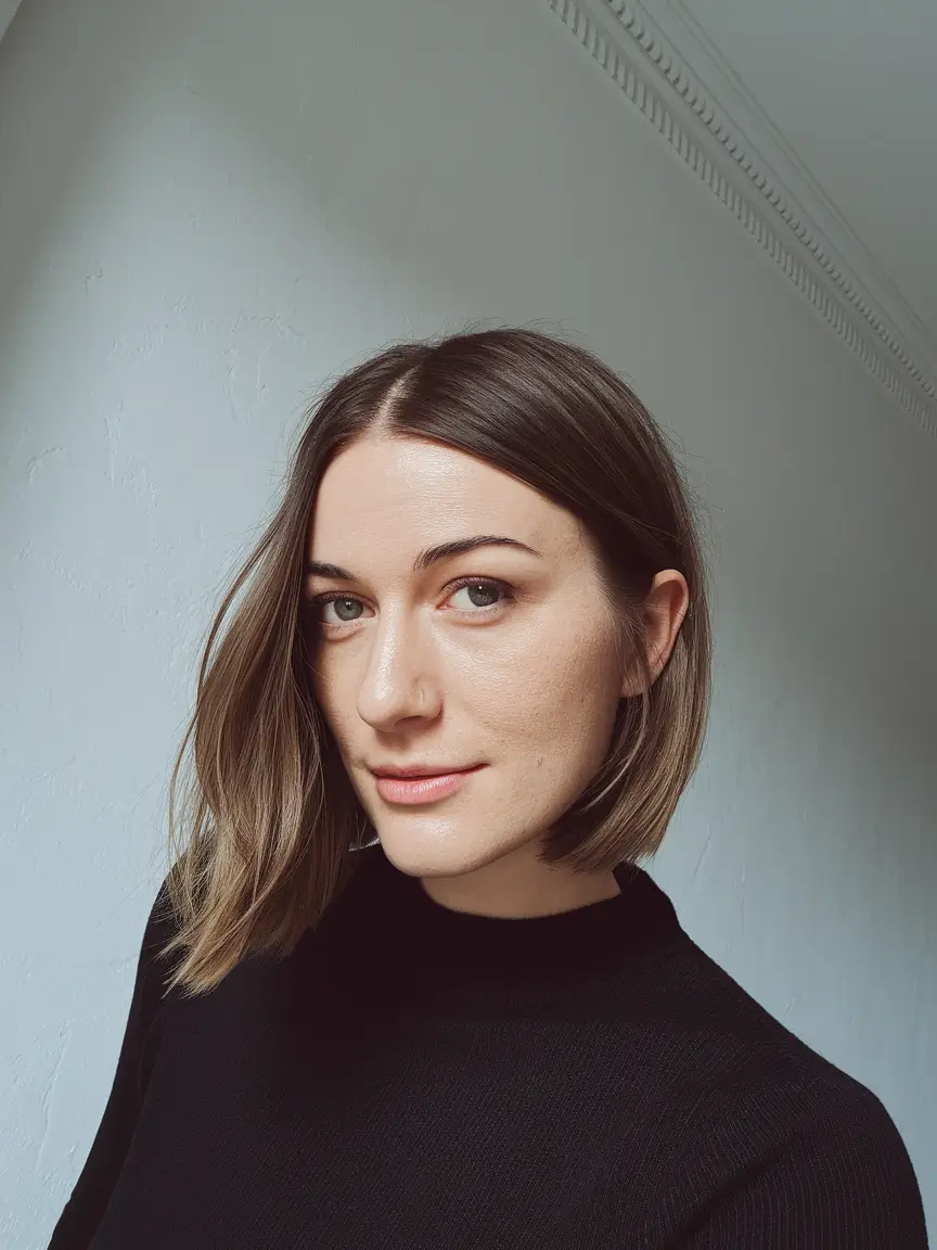 short winter haircuts 2025 - 2026 Chic Straight Lob in Natural Brown