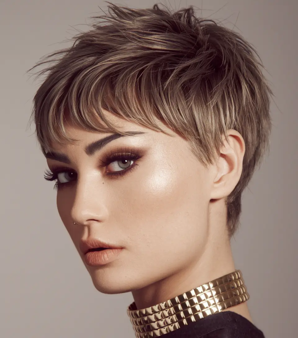 short winter haircuts 2025 - 2026 Edgy Choppy Pixie with Bangs