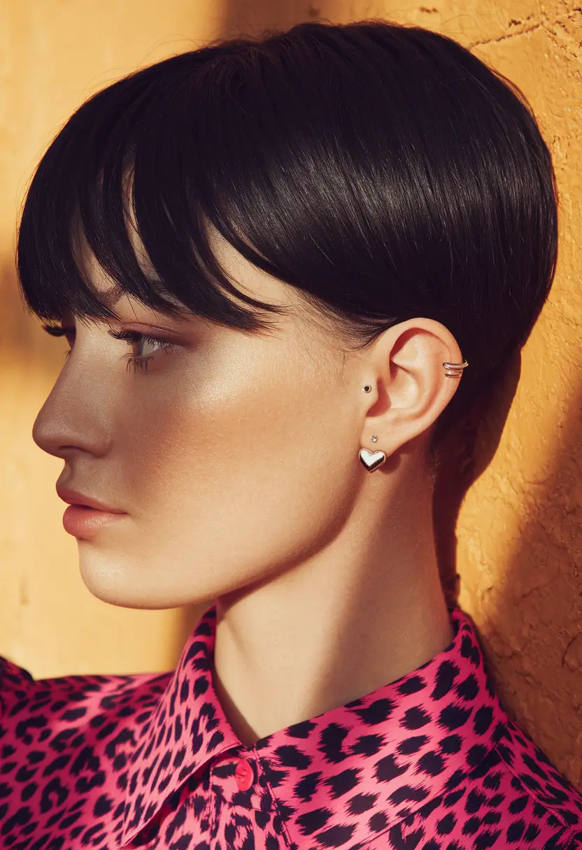 short winter haircuts 2025 - 2026 Modern Bowl Cut with Glossy Finish