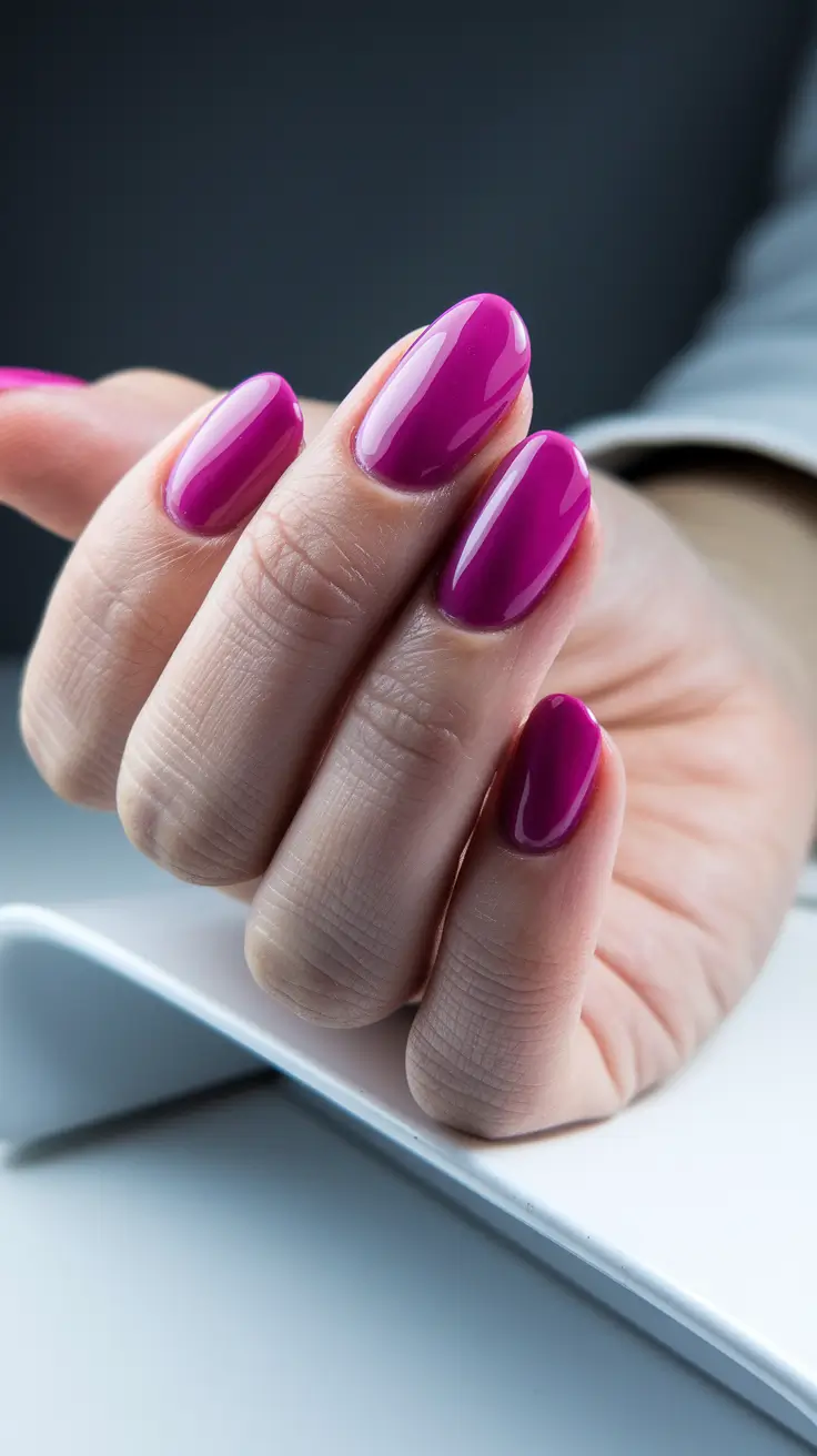 fall inspo nails simple Glossy Magenta Charm