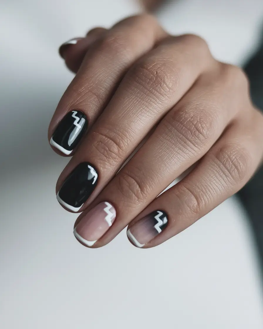 fall inspo nails simple Graphic Black and White Contrast