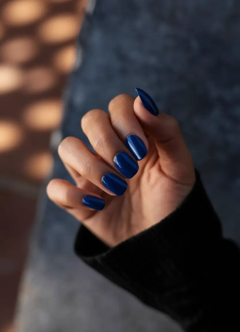 fall inspo nails simple Deep Sapphire Shine