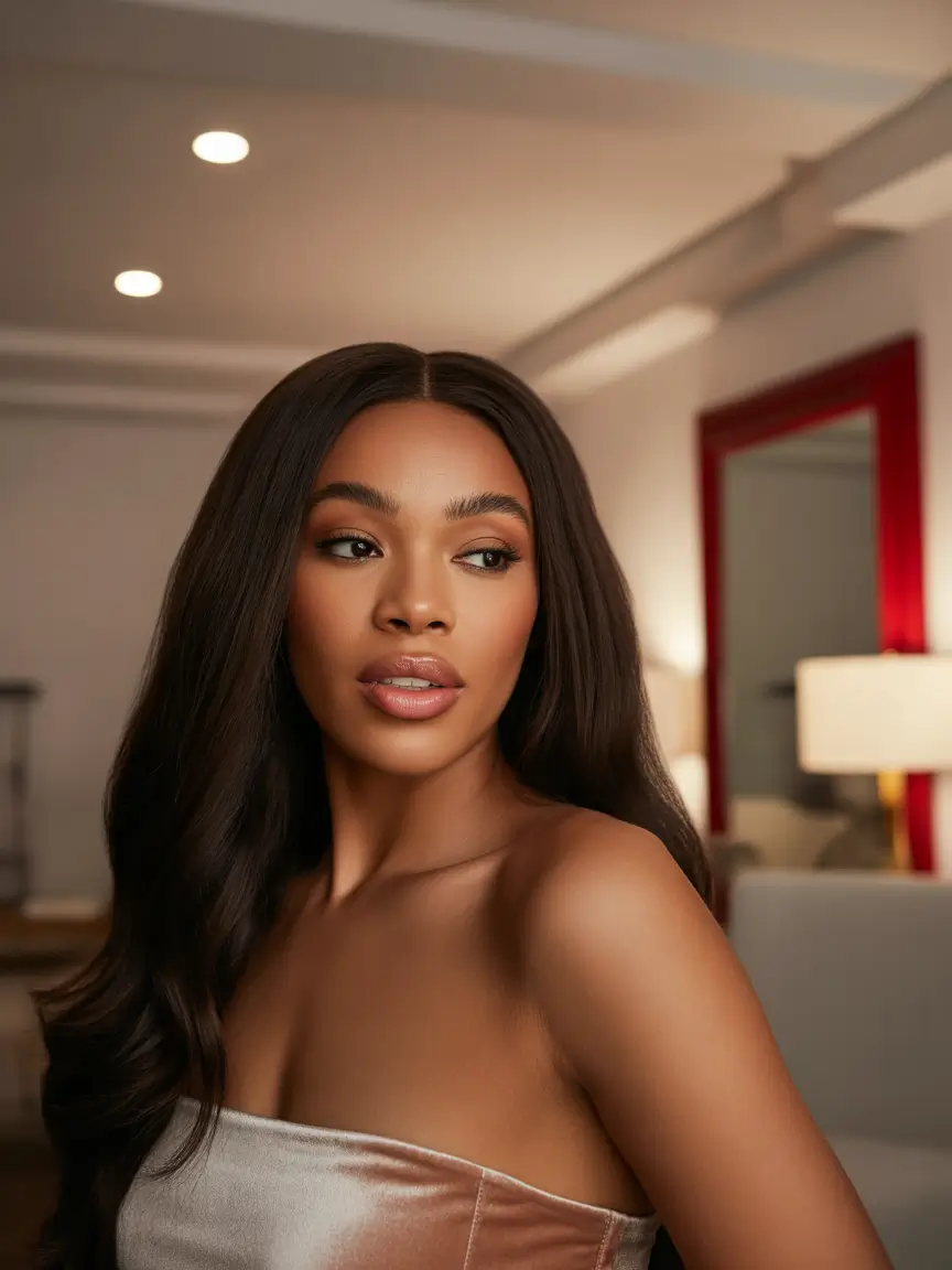 winter hairstyles for black women weave glossy long layers