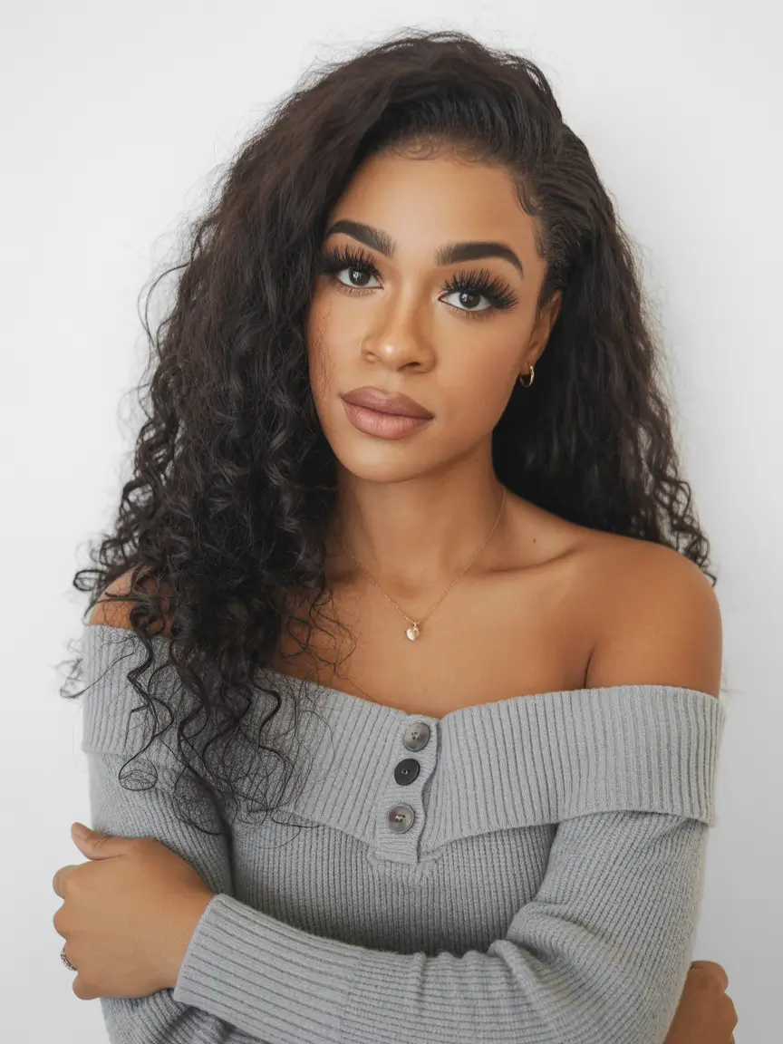 winter hairstyles for black women fall long defined waves
