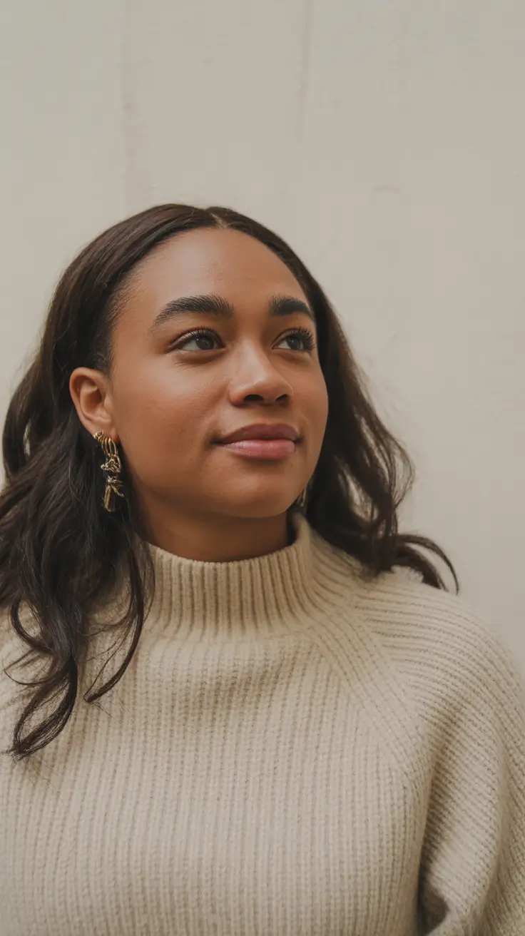 winter hairstyles for black women natural hair straight minimalist elegance