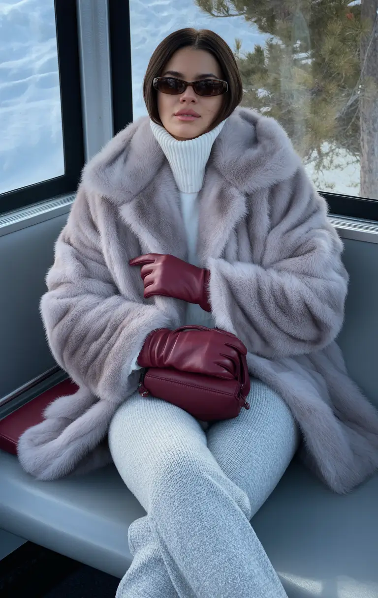 winter going out outfit night 2025 plush elegance grey burgundy