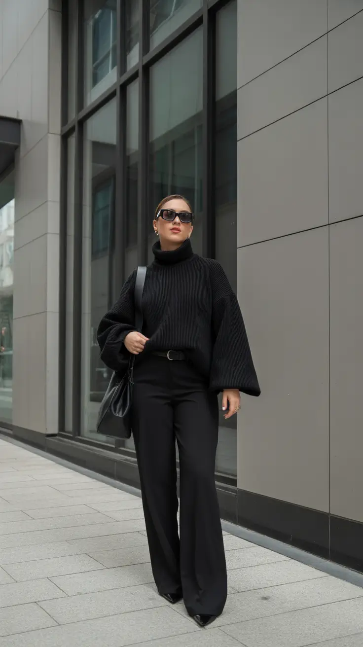 trendy winter outfits 2025 Minimalist Black Elegance