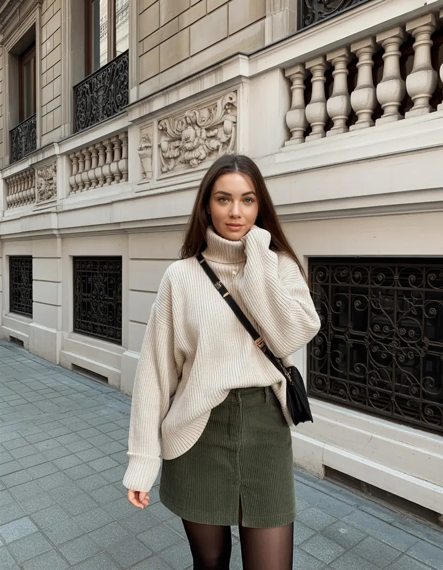trendy winter outfits 2025 Playful Knit and Mini Skirt Combo