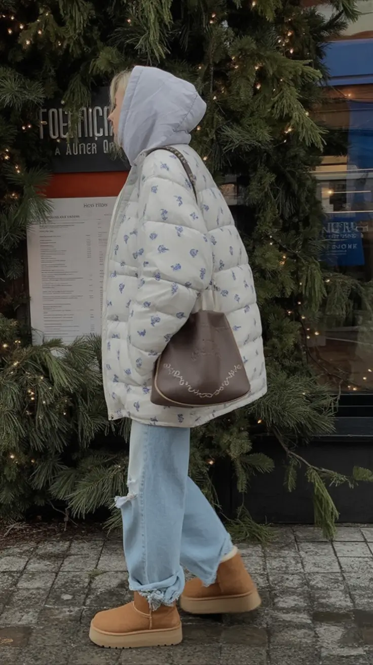 uggs outfit Puffer Vibes With Denim
