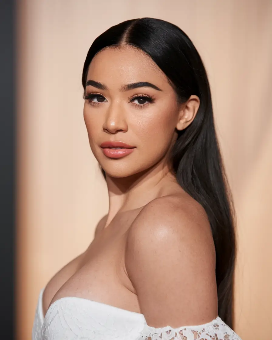 winter formal hairstyles for long hair Sleek Center-Part Straight Hair